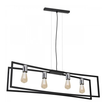 Lustra ar auklu TUNJA 4xE27/60W/230V melna/spīdīgi hromēts