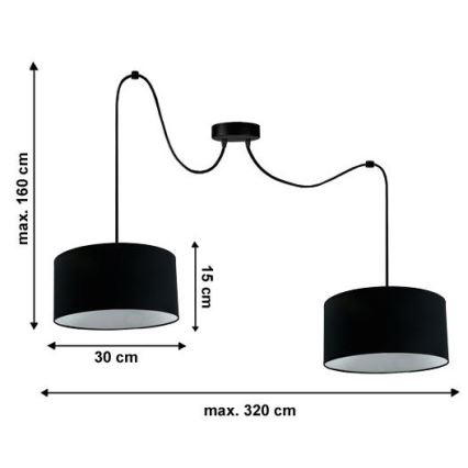 Lustra ar auklu TUZ 2xE27/60W/230V zirneklis