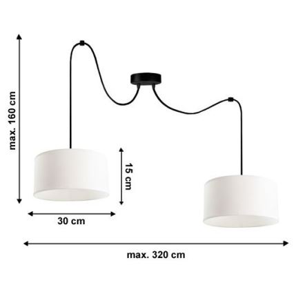 Lustra ar auklu TUZ 2xE27/60W/230V zirneklis