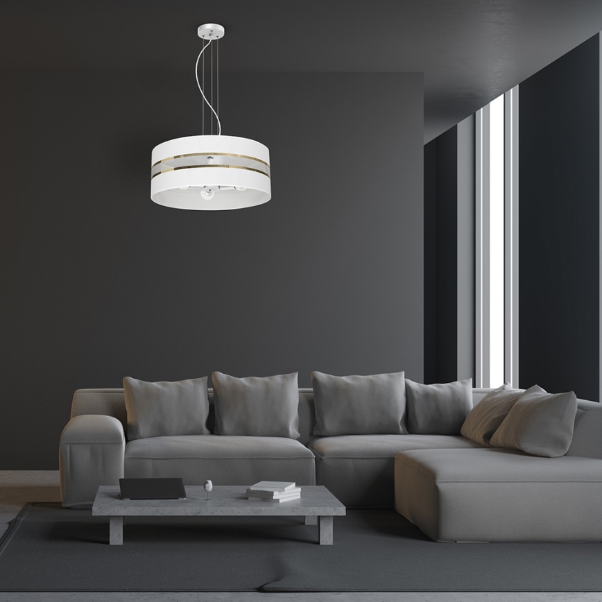 Lustra ar auklu ULTIMO 3xE27/60W/230V balta