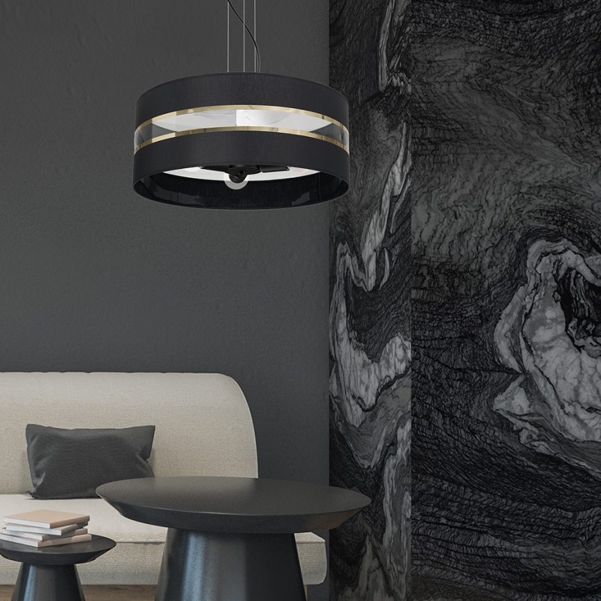 Lustra ar auklu ULTIMO 3xE27/60W/230V melna