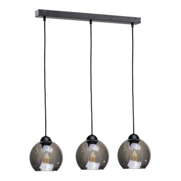 Lustra ar auklu UNO 3xE27/60W/230V melna/dūmakains