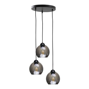 Lustra ar auklu UNO 3xE27/60W/230V melna/dūmakains