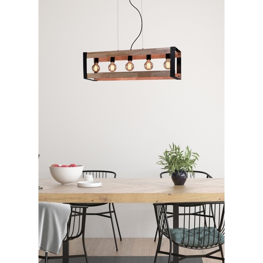 Lustra ar auklu VARNA 5xE27/40W/230V ozols