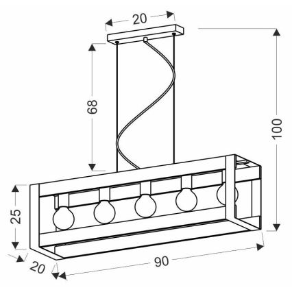 Lustra ar auklu VARNA 5xE27/40W/230V ozols