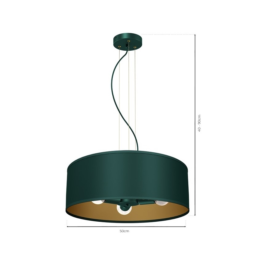 Lustra ar auklu VERDE 3xE27/60W/230V zaļa