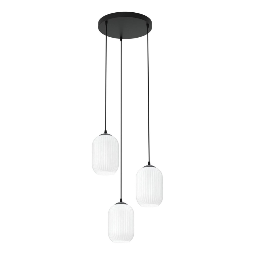 Lustra ar auklu VERDI 3xE27/15W/230V d. 30 cm melna/balta