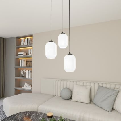 Lustra ar auklu VERDI 3xE27/15W/230V d. 30 cm melna/balta
