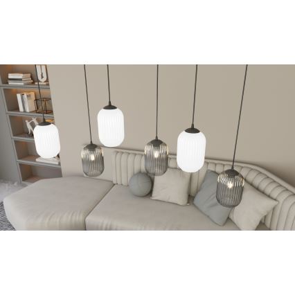 Lustra ar auklu VERDI 3xE27/15W/230V d. 30 cm melna/pelēka/balta