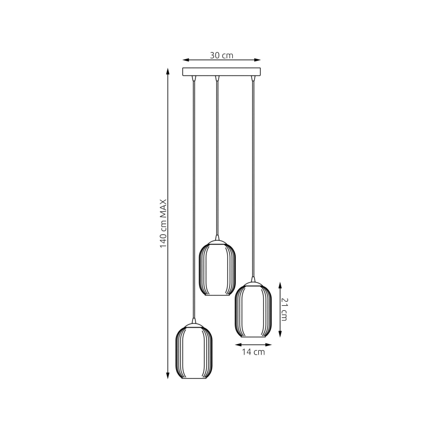 Lustra ar auklu VERDI 3xE27/15W/230V d. 30 cm melna/pelēka/balta