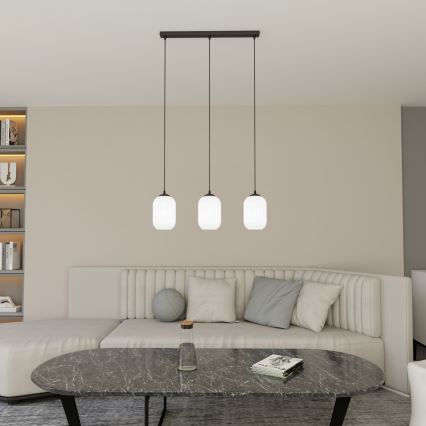 Lustra ar auklu VERDI 3xE27/15W/230V melna/balta