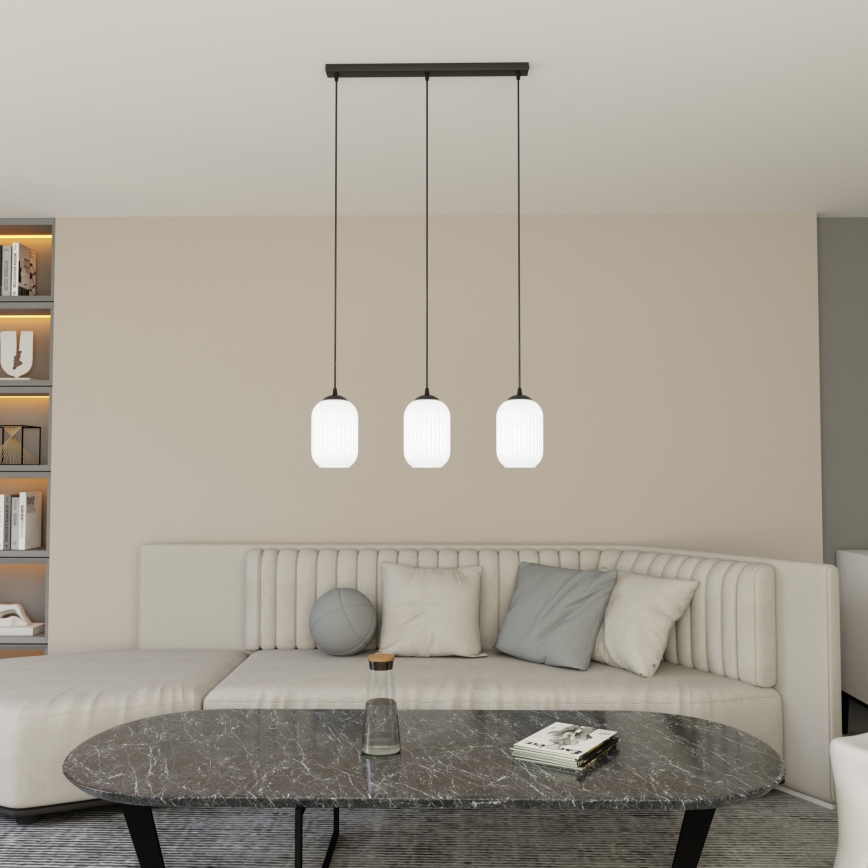 Lustra ar auklu VERDI 3xE27/15W/230V melna/balta