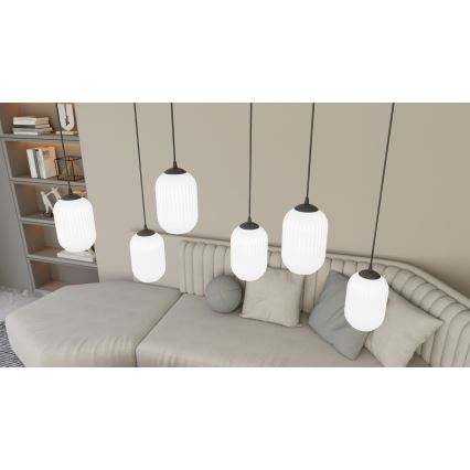 Lustra ar auklu VERDI 3xE27/15W/230V melna/balta