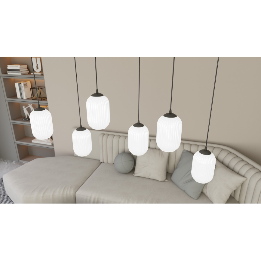 Lustra ar auklu VERDI 3xE27/15W/230V melna/balta
