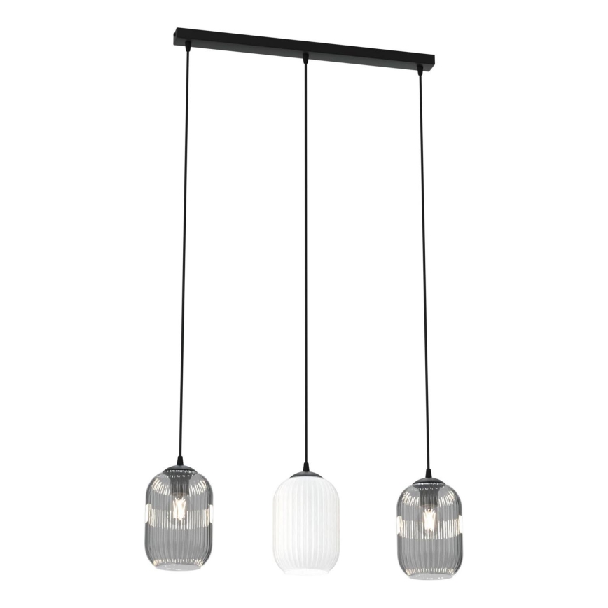 Lustra ar auklu VERDI 3xE27/15W/230V melna/pelēka/balta