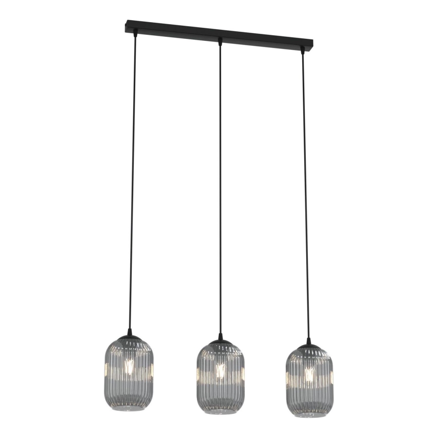 Lustra ar auklu VERDI 3xE27/15W/230V melna/pelēka