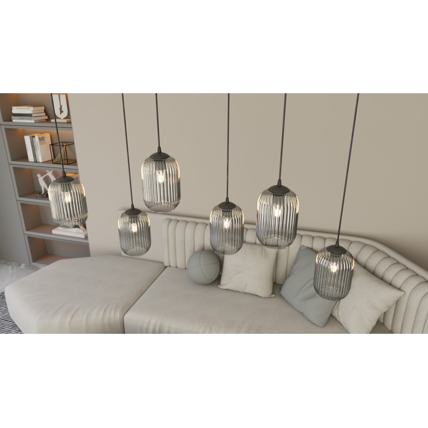 Lustra ar auklu VERDI 3xE27/15W/230V melna/pelēka