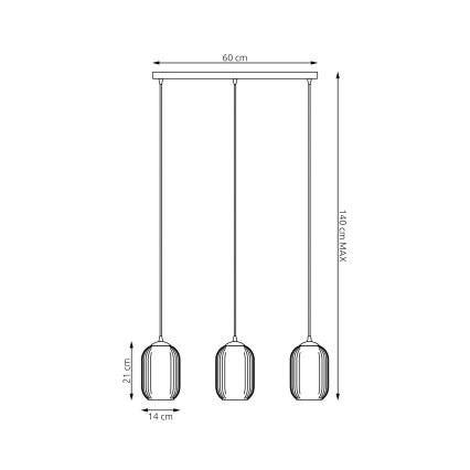 Lustra ar auklu VERDI 3xE27/15W/230V melna/pelēka