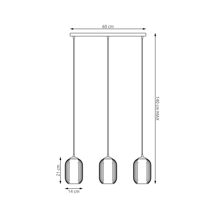 Lustra ar auklu VERDI 3xE27/15W/230V melna/pelēka