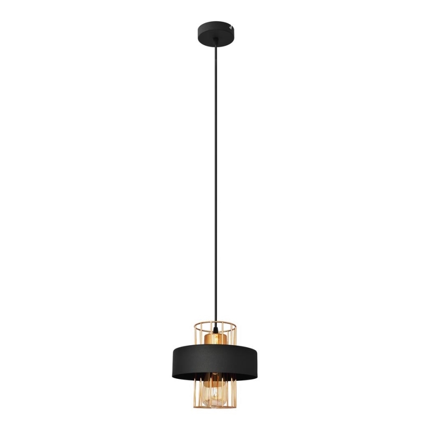 Lustra ar auklu VOLTA 1xE27/15W/230V melna/zeltaina