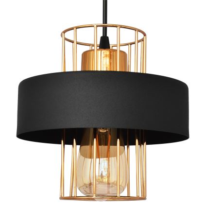 Lustra ar auklu VOLTA 1xE27/15W/230V melna/zeltaina