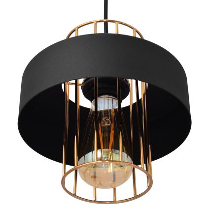 Lustra ar auklu VOLTA 1xE27/15W/230V melna/zeltaina