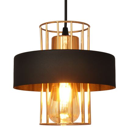 Lustra ar auklu VOLTA 1xE27/15W/230V melna/zeltaina