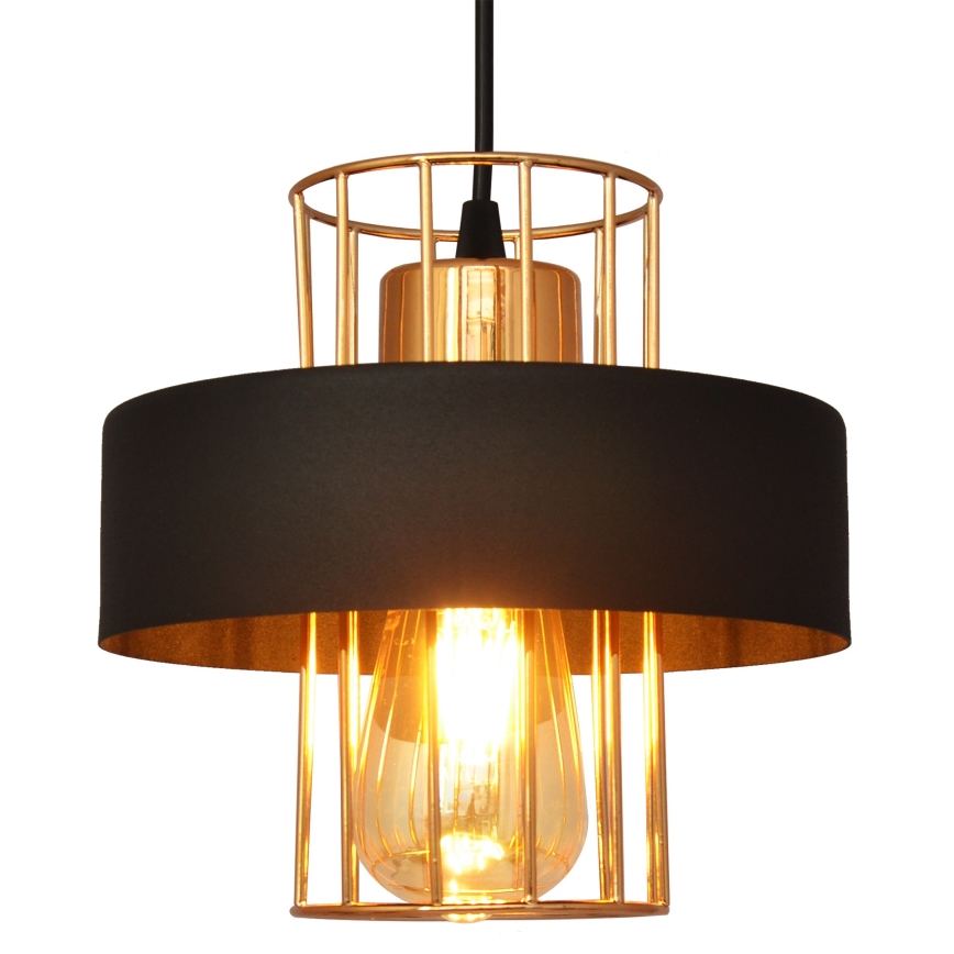 Lustra ar auklu VOLTA 1xE27/15W/230V melna/zeltaina