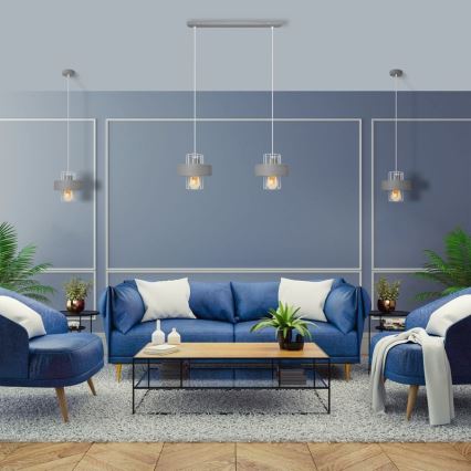 Lustra ar auklu VOLTA 1xE27/15W/230V pelēka