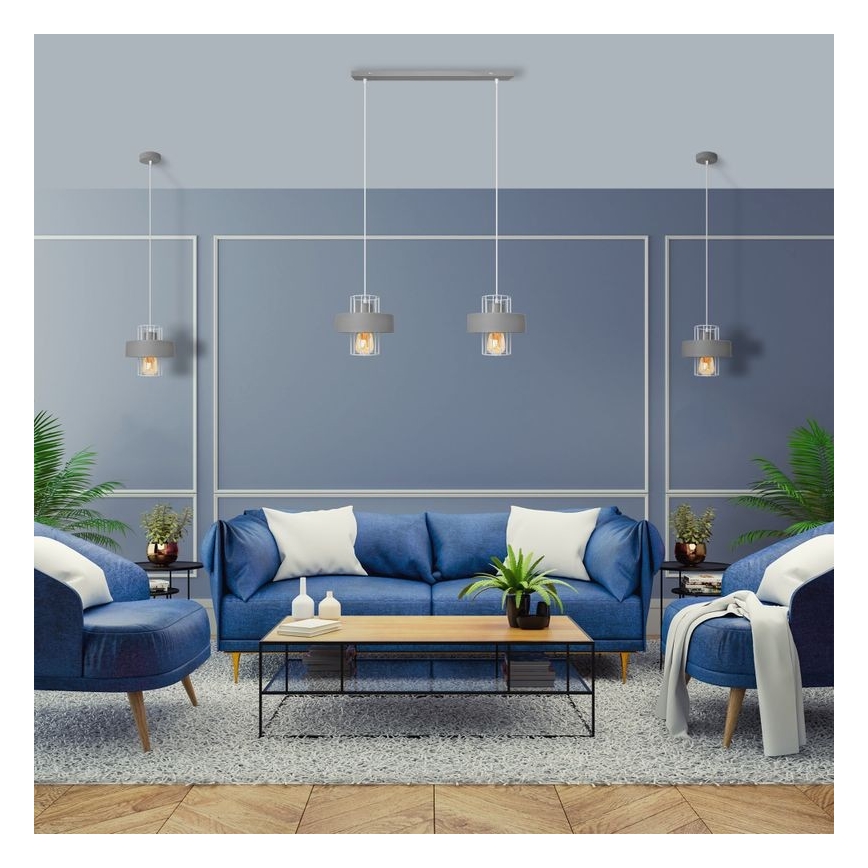 Lustra ar auklu VOLTA 1xE27/15W/230V pelēka