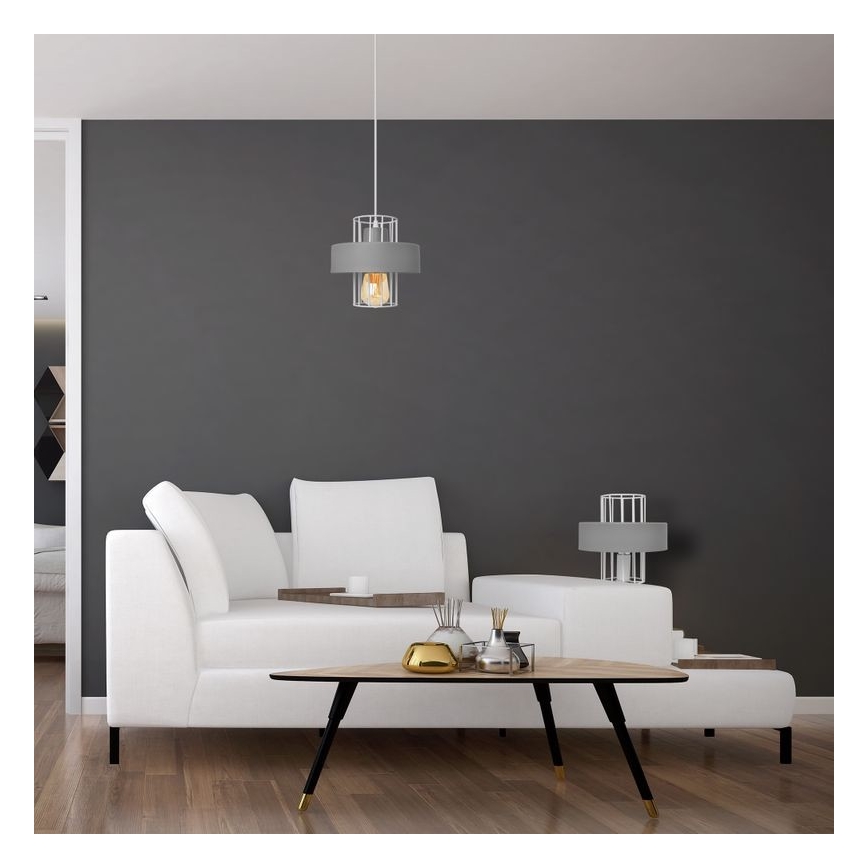 Lustra ar auklu VOLTA 1xE27/15W/230V pelēka