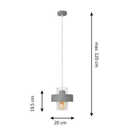 Lustra ar auklu VOLTA 1xE27/15W/230V pelēka