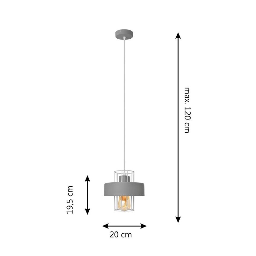Lustra ar auklu VOLTA 1xE27/15W/230V pelēka