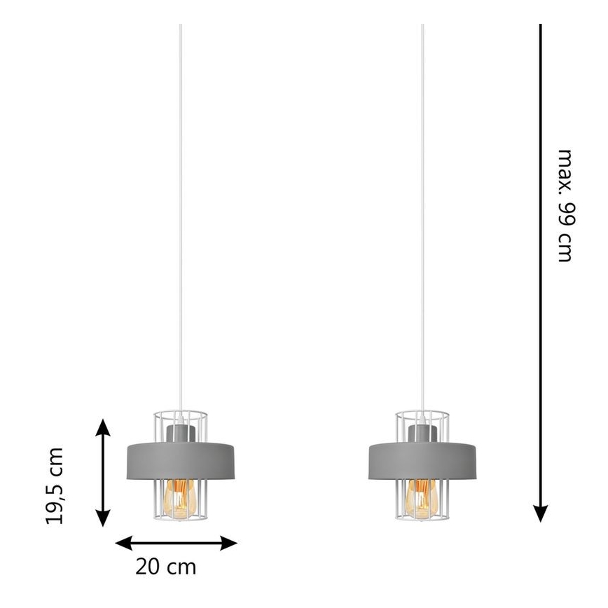 Lustra ar auklu VOLTA 2xE27/15W/230V pelēka