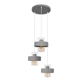 Lustra ar auklu VOLTA 3xE27/15W/230V d. 42 cm pelēka