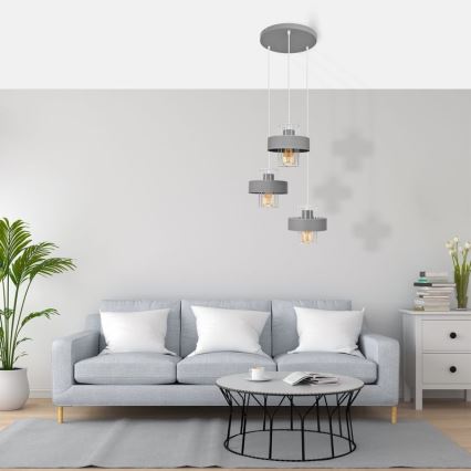 Lustra ar auklu VOLTA 3xE27/15W/230V d. 42 cm pelēka