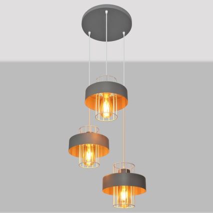 Lustra ar auklu VOLTA 3xE27/15W/230V d. 42 cm pelēka