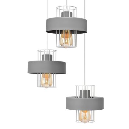Lustra ar auklu VOLTA 3xE27/15W/230V d. 42 cm pelēka