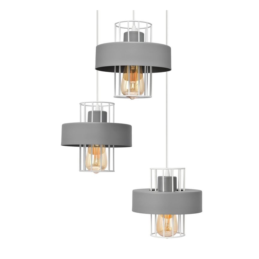 Lustra ar auklu VOLTA 3xE27/15W/230V d. 42 cm pelēka