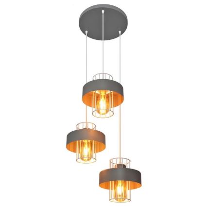 Lustra ar auklu VOLTA 3xE27/15W/230V d. 42 cm pelēka
