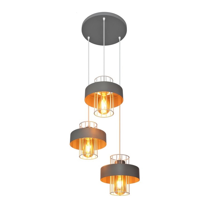 Lustra ar auklu VOLTA 3xE27/15W/230V d. 42 cm pelēka