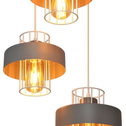 Lustra ar auklu VOLTA 3xE27/15W/230V d. 42 cm pelēka