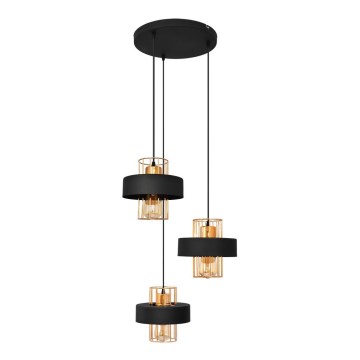 Lustra ar auklu VOLTA 3xE27/15W/230V melna/zelta