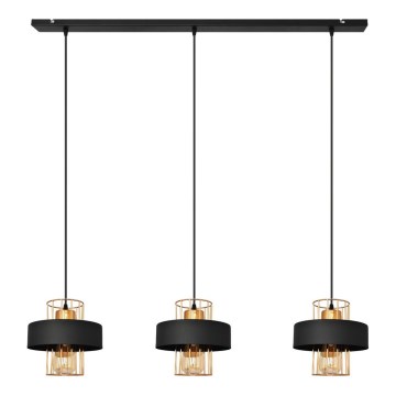 Lustra ar auklu VOLTA 3xE27/15W/230V melna/zeltaina
