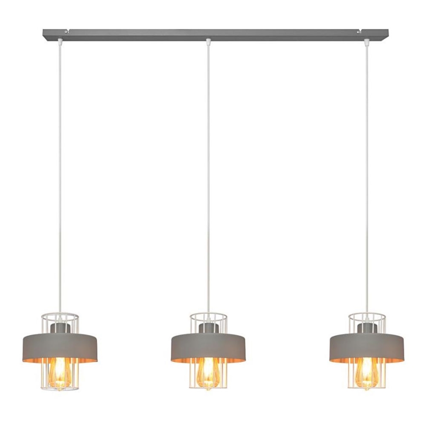 Lustra ar auklu VOLTA 3xE27/15W/230V pelēka