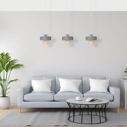Lustra ar auklu VOLTA 3xE27/15W/230V pelēka