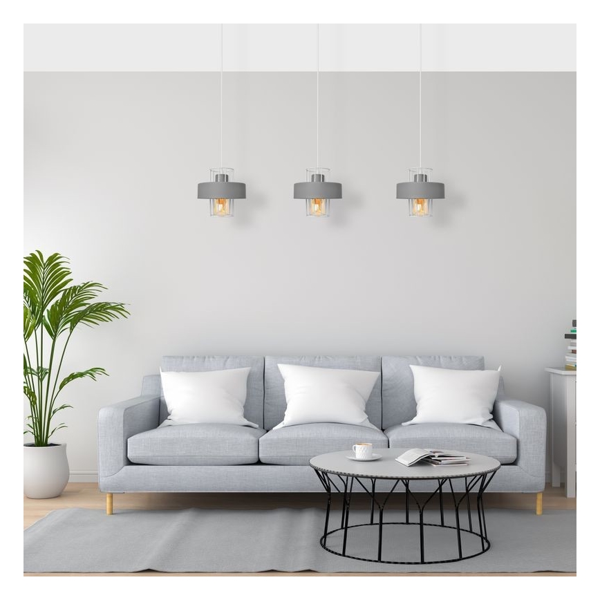 Lustra ar auklu VOLTA 3xE27/15W/230V pelēka