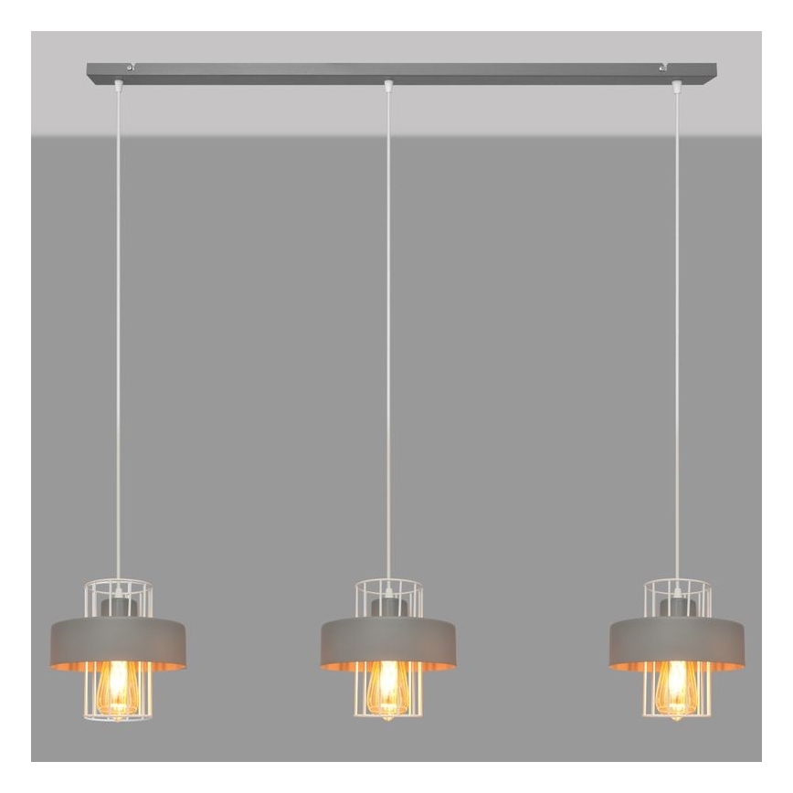Lustra ar auklu VOLTA 3xE27/15W/230V pelēka