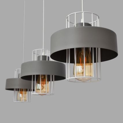 Lustra ar auklu VOLTA 3xE27/15W/230V pelēka