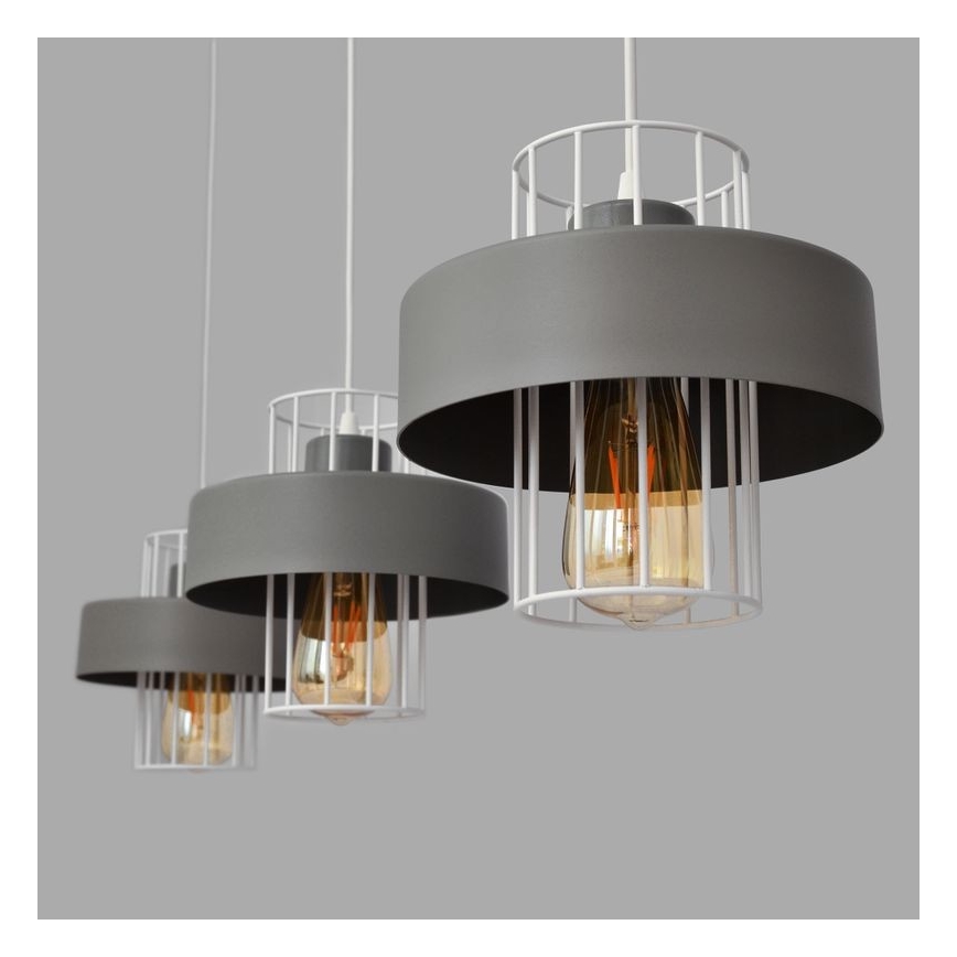 Lustra ar auklu VOLTA 3xE27/15W/230V pelēka